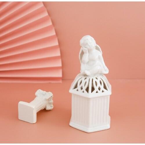 Retro White 3D Angel Hollow-out Candlestick/Scented Candle Cup Home Furnishings