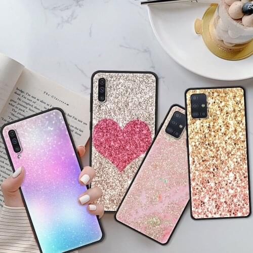 For Samsung A71 A52 A51 A91 A72 A42 A41 A32 A31 A21s A21 EU A12 A11 A02 A02s Bling Glitter Shining Pink Phone Case Coque