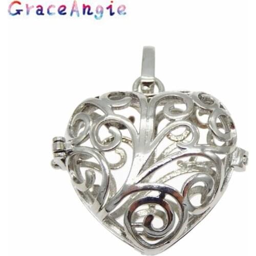 GraceAngie White K Zinc Alloy Love Seaweed Phase Box 1pc/pack Heart Love Lockets for Armotherapy Essential Oil Diffuser Necklace