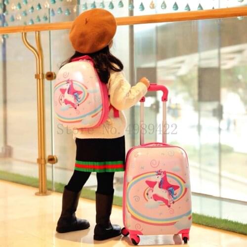 New 18''19/20 inch Cartoon kids suitcase with wheels Trolley luggage bag rolling luggage set backpack carry on suitcase child