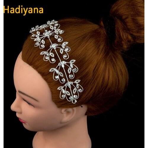 Tiaras And Crowns Hadiyana Trendy leaf design Bridal Luxury Zircon Handmade Jewelry Wedding Accessories BC4697 Tocado suave