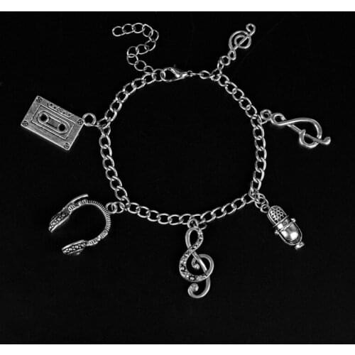Dongsheng Jewelry 13 Thirteen Reasons Why Music Sing Bracelet Headphones Microphone Magnetic Tape Musical Note Wristlet-25
