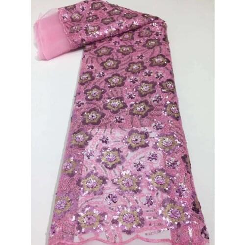 Hot Sale French Mesh Lace Fabric Stack Sequins Tulle Embroidery Sewing DIY Party Wedding Dress Skirt Trimming 5 Yards Wholesale