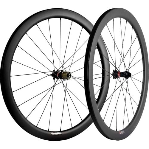Factory Sales Road Disc brake Wheelset 45mm 700C Bicyle Carbon Wheels Clincher Cyclocross Wheels Novatec 411-412 QR/THRU AXLE