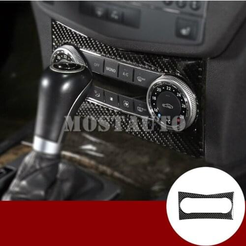 For Benz C Class W204 S204 Carbon Fiber Console Air Condition Frame Cover 2007-2010 1pcs Car Accessories Interior Car Decor
