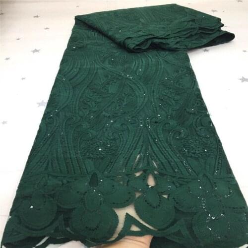 Green High Quality African French Sequins Net Lace Fabric For Wedding Latest Organza Nigerian Milk silk Lace Fabrics Sewing