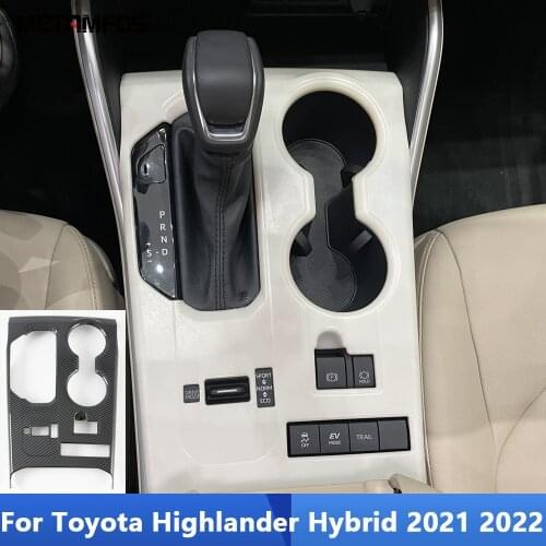 For Toyota Highlander Hybrid 2021 2022 Carbon Fiber Gear Shift Box Cover Moulding Trim Decoration Frame Interior Car Accessories