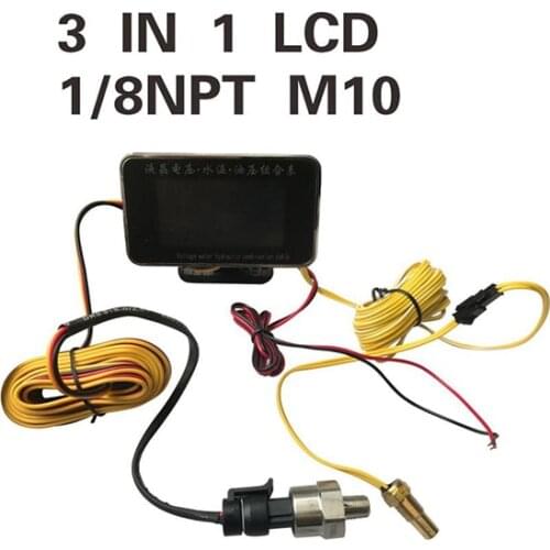 Hot sell Universal car 3 IN 1 LCD 12v/24v Truck Car Oil Pressure Voltage Water Temperature combination table 3 IN 1 LCD
