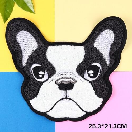 Cartoon Bulldog Sew On Cloth Patches Badge Towel Embroidery Cute Pet Animal Badges Hippie Sewing Kids Sticker For Clothes Decor