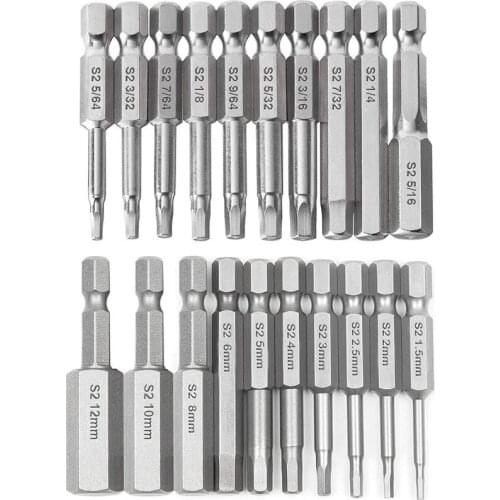 20Pcs Hex Head Wrench Drill Bit Set Shank Quick Release netic Screwdriver Bits Set (Metric +SAE)