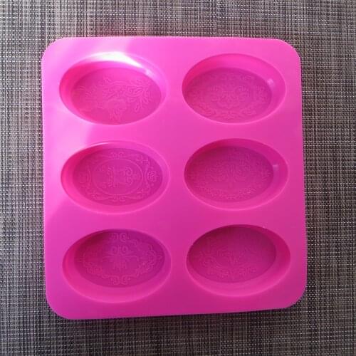 PRZY new soap mold Six sets of oval soap mold 2019 new silica gel soap mold lace pattern mold DIY manual soap mold