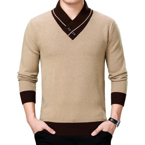 Autumn Winter Mens Sweater Casual Turtleneck Solid Color Sweater Mens Double-Collar Slim Fit Knitted Pullovers Clothing