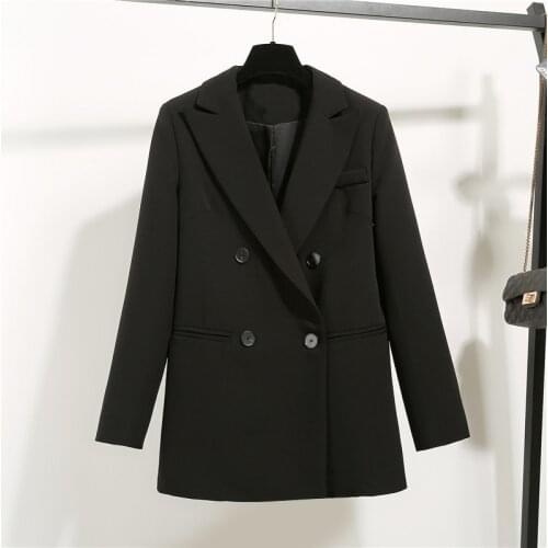 New Autumn Fashion Womens Long Sleeve Double Breasted Student Jacket Loose Casual Black Women Blazers Jackets Work Wear Coat