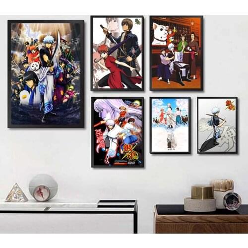 Gintama Posters Anime Japanese Cartoon White Coated Paper Prints Clear Image Livingroom Bedroom Bar Decoration Home Art Brand