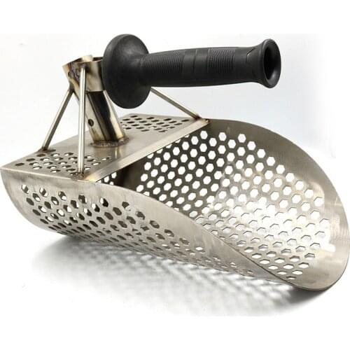 Sand Scoop for Metal Detecting, Stainless Steel with Hexahedron 7Mm Holes for Beach Treasure Hunting Plastic Handle