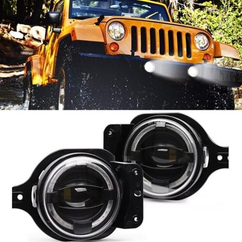 4 Inch LED Fog Lamp with Mounting Bracket 30W High Brightness Modified White Light for Jeep Wrangler JL 2018-2020
