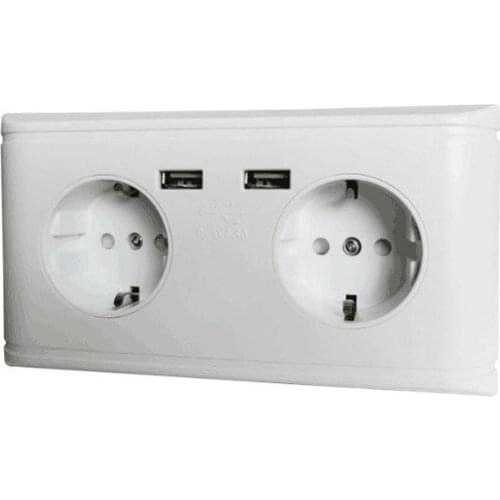 Factory direct sale 16A250V European household socket six hole standard wall USB socket double position socket with USB