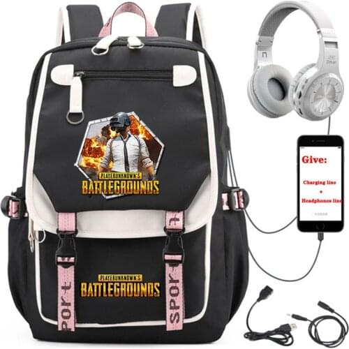 Anime Game PUBG backpack student School book Bag Women men Travel Backpack USB Charging teenagers Laptop packsack