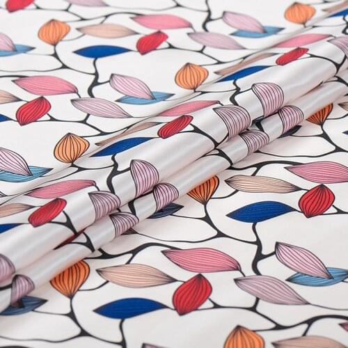 108CM Wide 19MM Print Stretch Smooth White Silk Satin Fabric Good for Summer Dress Skirt Shirt Pants J198