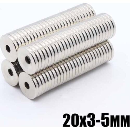 50pcs 20mm x 3mm Hole 5mm Strong Ring Round Magnets 20*3-5 mm 20x3-5mm Rare Earth Neodymium 5 mm screw hole