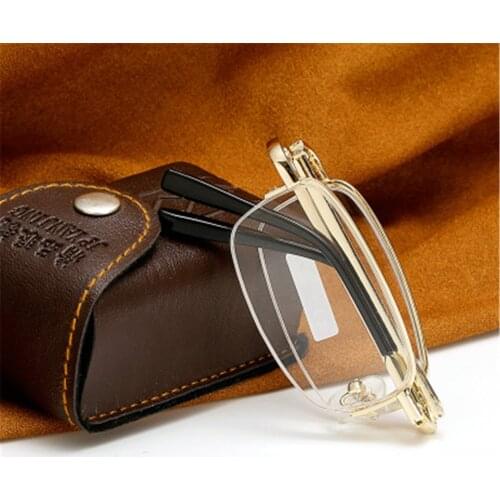 Clara Vida Folding Reading Glasses Light Presbyopia Half Gold Color Frame Computer Eyewear For Men Women 1.5 +2 +2.5 +3 +3.5 +4