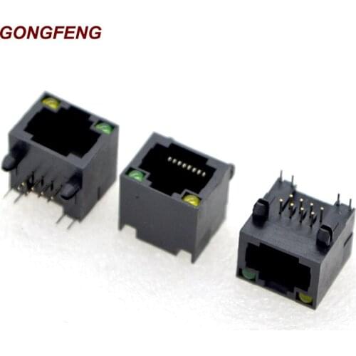 Special Wholesale RJ45 NEW Connector Network Socket 56 Full Plastic With LED Net Mouth 90 Degrees 56-8P8C 100PCS/LOTS