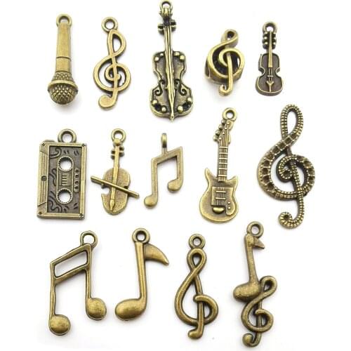 Alloy Music Symbol Pendant 140pcs/pack Musical Instrument Pendant Bracelet Necklace Earring DIY Jewelry Accessories