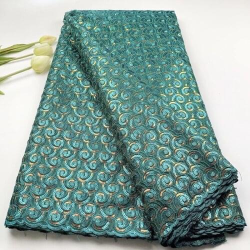 Party Q New African Lace Fabric 2021 Organza Lace Fabric French Cord Sequins Embroidery For Nigerian Party Dres