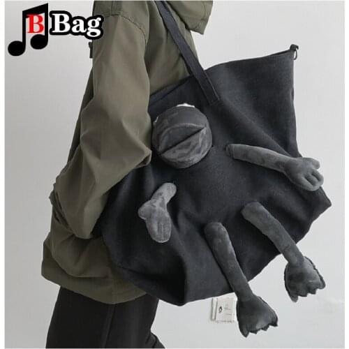 Fashion Personality Large Capacity Tote Bags Big Joker Canvas Travel Bag Shopping Bag With Frog Toy Ladies Shoulder Handbags