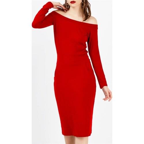 YYFS 2019 Sexy Summer Bodycon Slim Women Dress Vestidos Verano New Spring Long Sleeve Off Shoulder Club Dress Women Party Dress