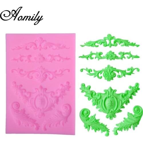 Aomily Sugarcraft 1 Piece Border Silicone Mold Relief Sculpture Fondant Mold Cake Decorating Tools Chocolate Gumpaste Mold