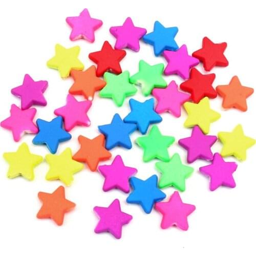 100Pcs Mixed Acrylic Star Beads Diy Jewelry Marking Loose Spacer Beads For Bracelet Necklace Charm Jewelry Accessories 14X14mm