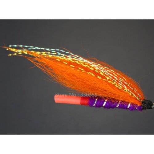 100 Pcs Tube Fly Purple/Orange Salmon And Sea Trout Fly Fishing Flies Lures