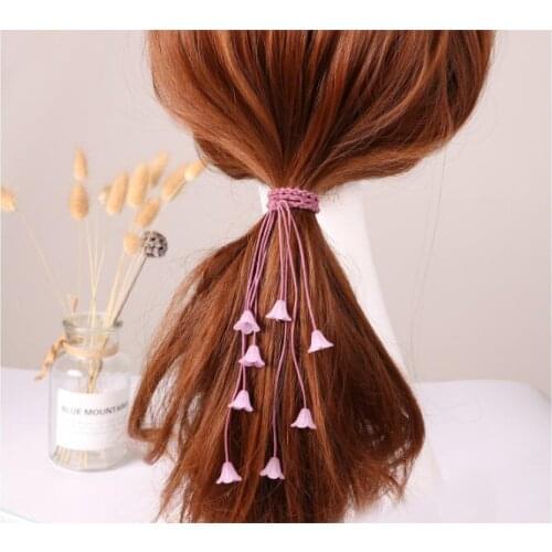 120pcs/lot DIY Simple Fabrics Aeolian Bell Long Hair Band Elasticity Ponytail Rubber Band Hair Styling Tools Accessories HA1320