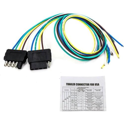 5Pin Flat Trailer Cable Set Trailer Light Plug 4*18 AWG Wire Harness Connector For Caravan Auto Adapters Sockets 5x18AWG