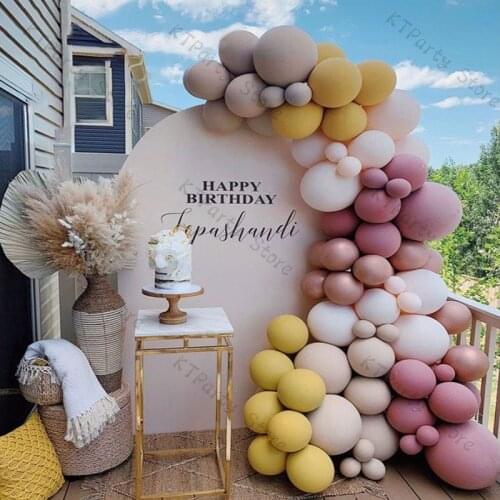 101pcs Doubled Retro Hot Pink Balloons Garland Wedding Decoration Engagement Party Anniversary Decor Doubled Cream Peach Arch