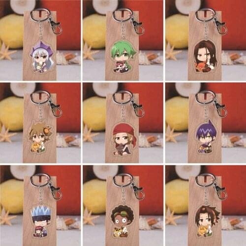 Anime Shaman King Yoh Asakura Key Chains Two-sided Keychain Cosplay Acrylic Pendant Keyring Prop 2021