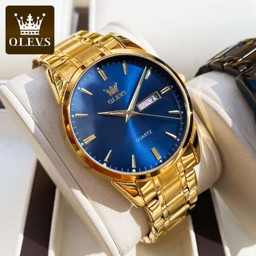 Relogio Masculino OLEVS Gold Watch Mens Watch Top Brand Luxury Gold Quartz Stainless Steel Waterproof Watch часы мужские