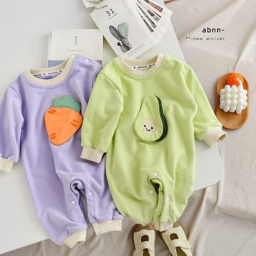 Cartoon Fruit Carrot Bebe Romper Long Sleeve Clothes Baby Autumn Winter Long Sleeve Outfits Overalls Child Cotton Jumpsuit