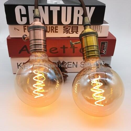 Dimmable LED Filament Bulb G95 globe Vintage Spiral Soft Flexible LED Filament Lamp