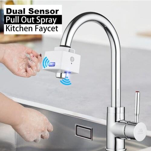 Double Induction Water Saver Overflow Smart Faucet Sensor Infrared Water Energy Saving Device Chargeable Kitchen Nozzle Tap