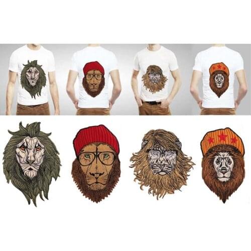 Computerized Embroidery Chapter High-end New Technology No-back Adhesive Lion Head Clothes Decorative Patch Stickers
