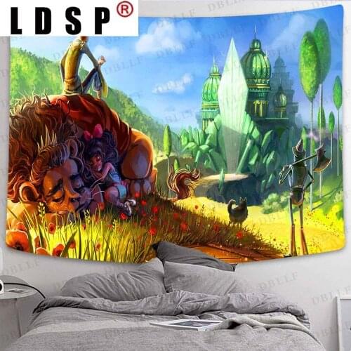 LDSP Living Room Home Dorm Decor Mushroom Forest Tapestry Fairy Tale Drift Bottle Psychedelic Forest Art Wall Hanging Tapestries