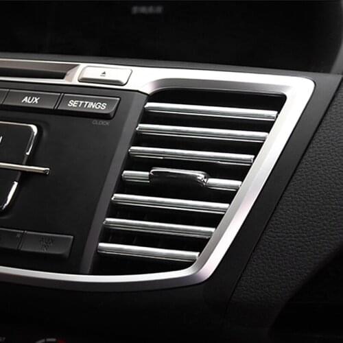 Fashion Silver Car Interior Decor Door Chrome Molding Trim Strip U Style Air Conditioning Outlet Decoration Strip
