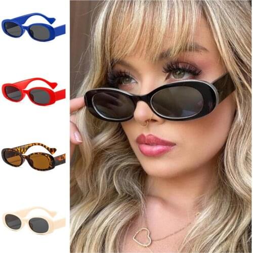 Fashion Sunglasses Oval Sun Glasses Unisex Retro Eyeglasses Anti-UV Spectacles Small Frame Adumbral A