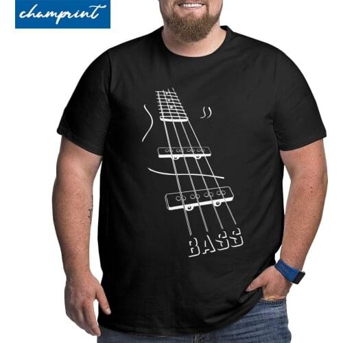 Bass Guitar T-Shirt Men Hipster Pure Cotton Big Tall Tee Shirt Round Neck Short Sleeve T Shirts Plus Size 4XL 5XL 6XL Tops