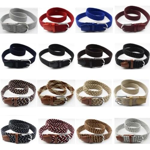 Men Classic Silver Buckle Belt Canvas Military Braided Elastic Jeans Waistband BLTHG0323