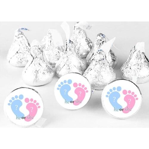 24/48pcs 4.5cm Gender Reveal Stickers Boy or Girl Vote Sticker for Party Decoration Baby Shower Gift Bag He or She Sticker