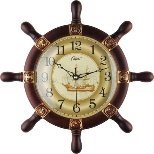 Large Rudder 3D Wall Clock Vintage Living Room Retro Mute Creative European Mediterranean Orologio Muro Home Decor Gift Ideas
