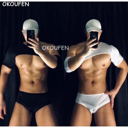 Nightclub bar ds men and women gogo sexy party dj performance set New half sleeve black and white party costumes